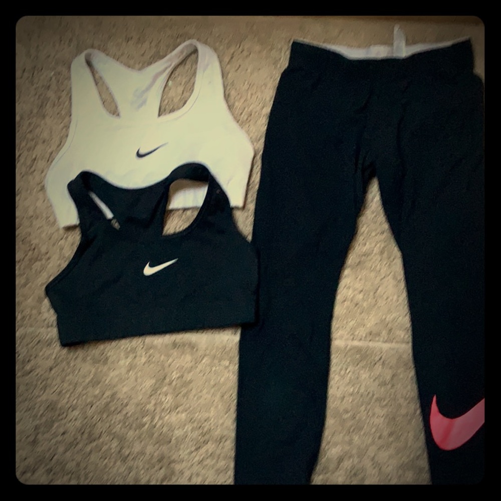Bundle of Nike capris and sports bras, size S